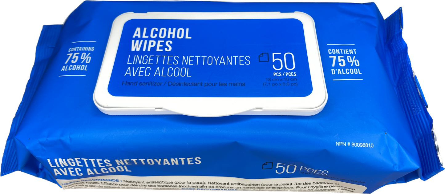 10 packs Antiseptic cleaning wipes - Contains 75% alcohol