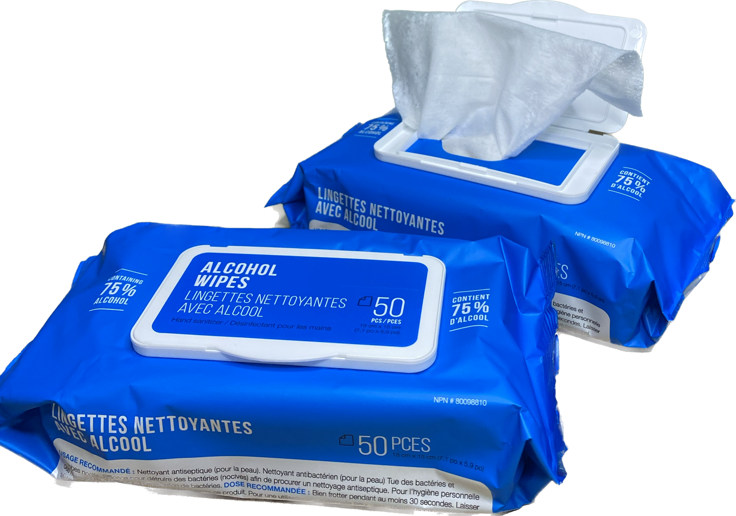 10 packs Antiseptic cleaning wipes - Contains 75% alcohol