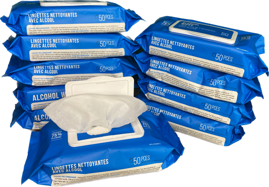 10 packs Antiseptic cleaning wipes - Contains 75% alcohol