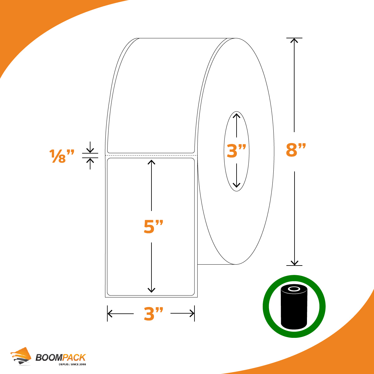 3'' X 5'' THERMAL TRANSFER LABEL, 3'' CORE