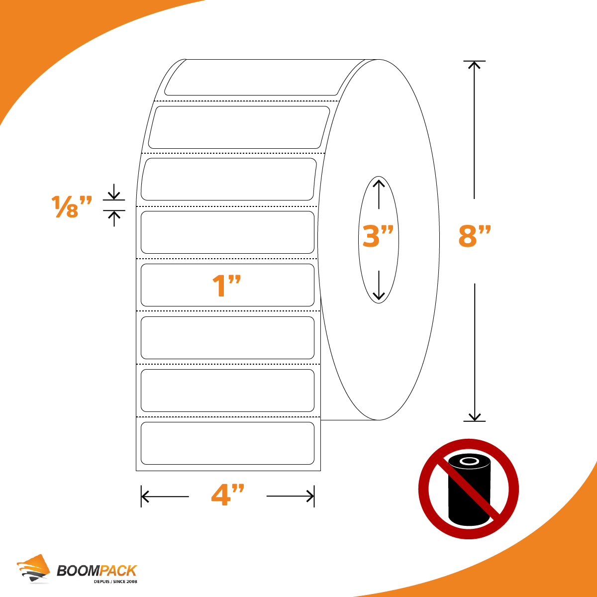 4'' X 1'' DIRECT THERMAL LABEL, 3'' CORE