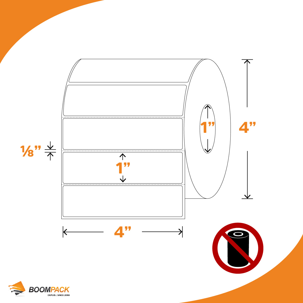 4'' X 1'' DIRECT THERMAL LABEL, 1'' CORE