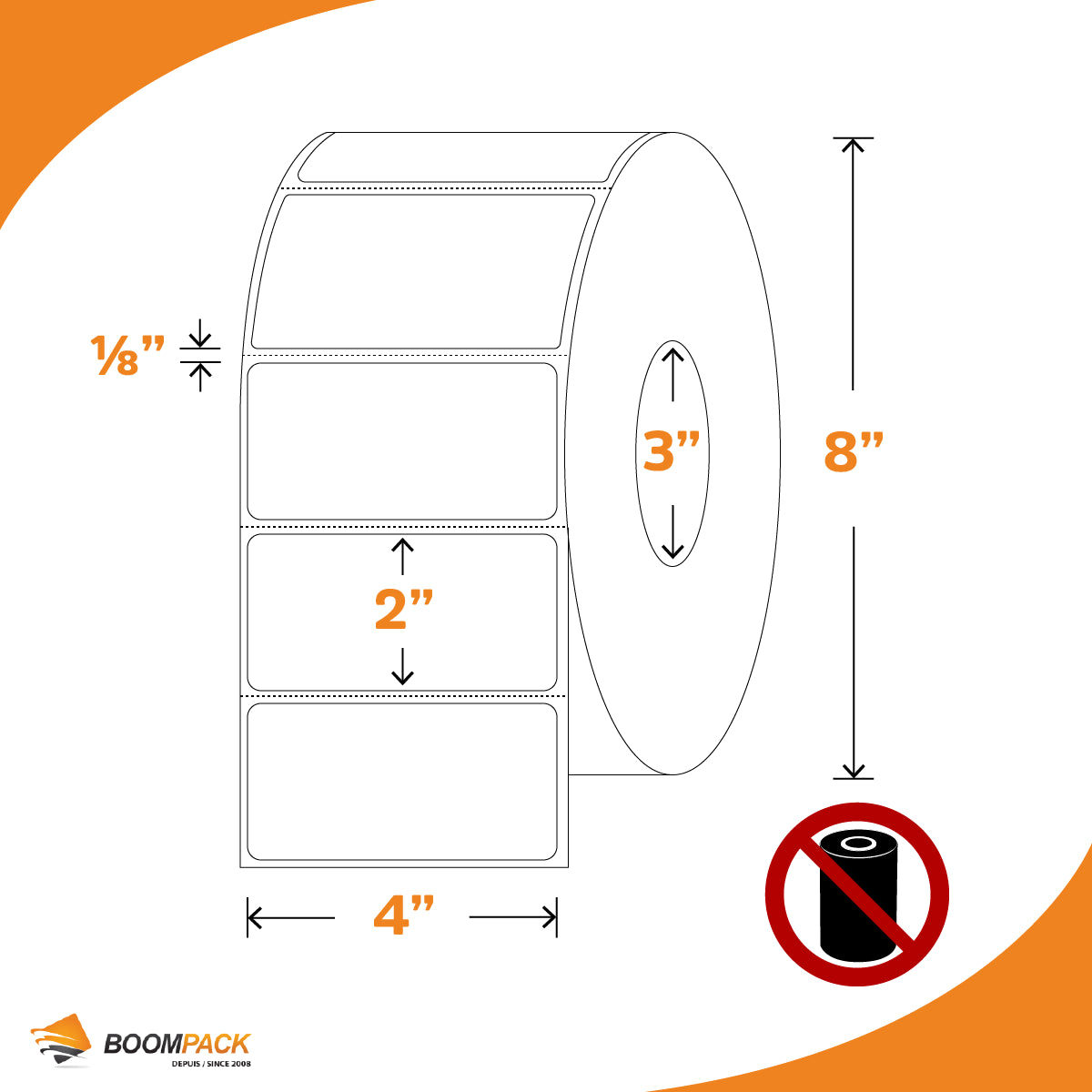 4'' X 2'' DIRECT THERMAL LABEL, 3'' CORE