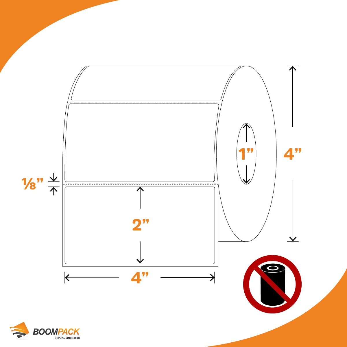 4'' X 2'' DIRECT THERMAL LABEL, 1'' CORE