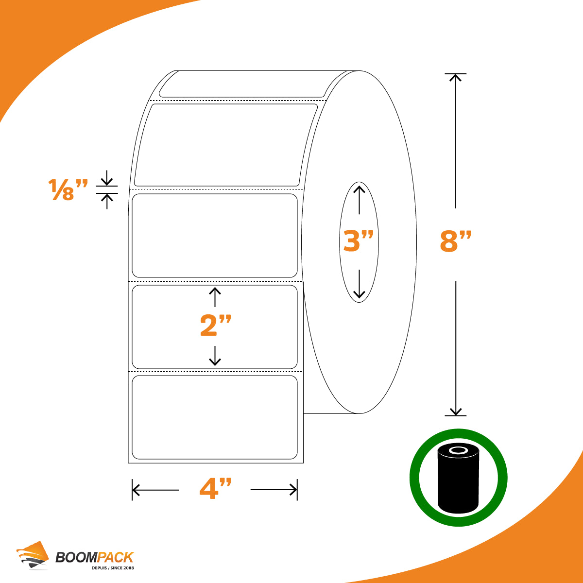 4'' X 2'' THERMAL TRANSFER LABEL, 3'' CORE