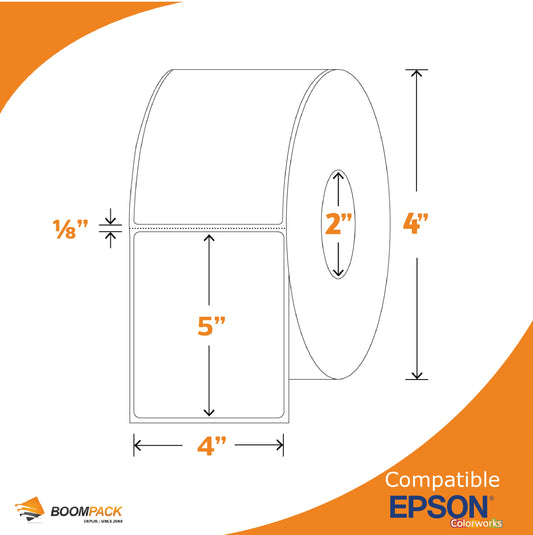 4'' X 5'' ÉTIQUETTE PAPIER GLOSS, EPSON COLORWORKS, MANDRIN 2''