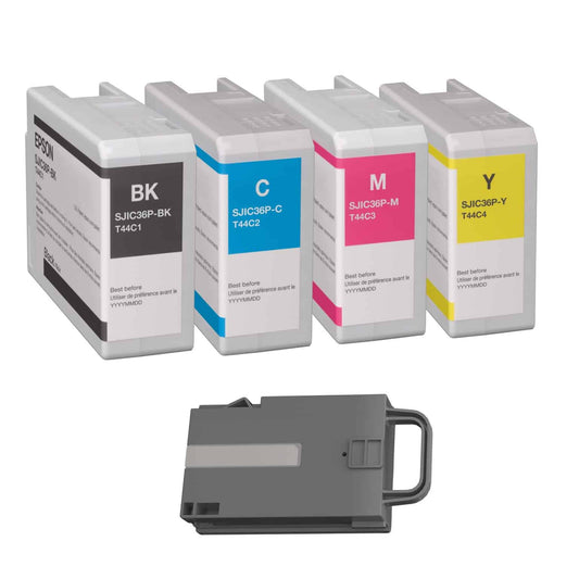 Epson CW-C6000 & CW-C6500 - Ensemble de cartouches d'encres C,M,Y,K avec boîte de maintenance